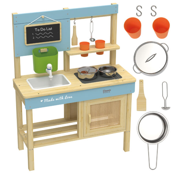 CLASSIC WORLD Drewniana Kuchnia Ogrodowa Błotna XXL z Akcesoriami - 001