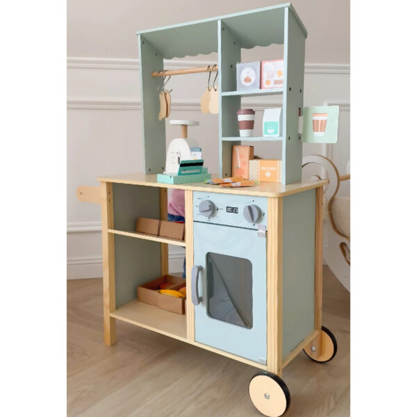 WOOPIE GREEN Duży Wielofunkcyjny Sklepik 5w1 Stragan Supermarket Restauracja Kawiarnia Kuchnia 73 el - 016