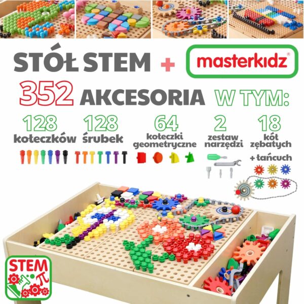 MASTERKIDZ Drewniany Stół Edukacyjny + AKCESORIA STEM WALL - 002