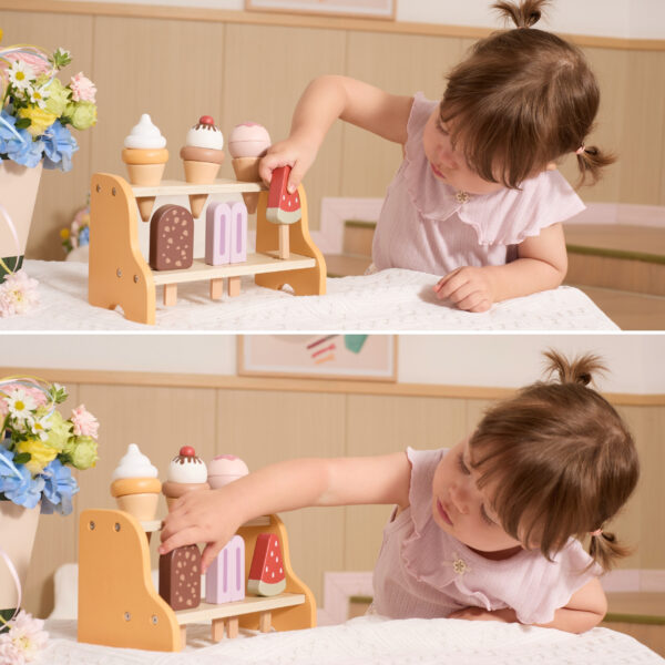 VIGA Drewniana Lodziarnia Sklepik Zestaw z Lodami 6 szt Lodów - 002