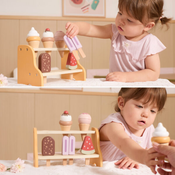 VIGA Drewniana Lodziarnia Sklepik Zestaw z Lodami 6 szt Lodów - 004