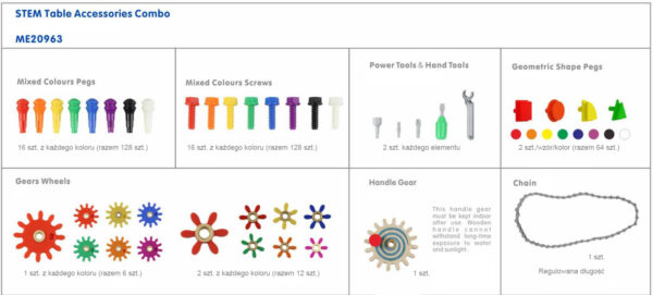 MASTERKIDZ Zestaw Akcesoriów Mix Kołeczki Śrubki Narzędzia 352 el. - 002