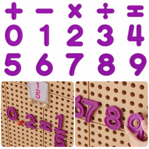 MASTERKIDZ Zestaw Cyferek i Znaków do Nauki Liczenia i Matematyki do Paneli Ściennych STEM 82 el. - 001