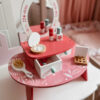 TOOKY TOY Różowa Toaletka Drewniana Do Makijażu z Lustrem - 003
