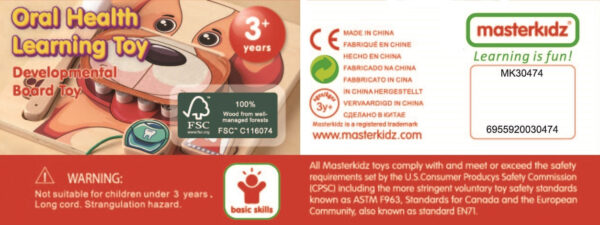 MASTERKIDZ Nauka Zdrowej Higieny Jamy Ustnej na Przykładzie Pieska - Tablica Ścienna Edukacyjna Montessori - 007