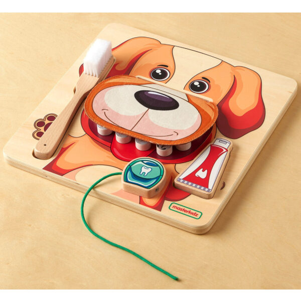 MASTERKIDZ Nauka Zdrowej Higieny Jamy Ustnej na Przykładzie Pieska - Tablica Ścienna Edukacyjna Montessori - 004