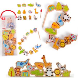 Zestaw do nawlekania zwierzątka zoo drewniane figurki – Classic World