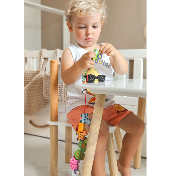 WOOPIE GREEN Drewniane Klocki do Nawlekania Zwierzęta Farma 13 el. - 003