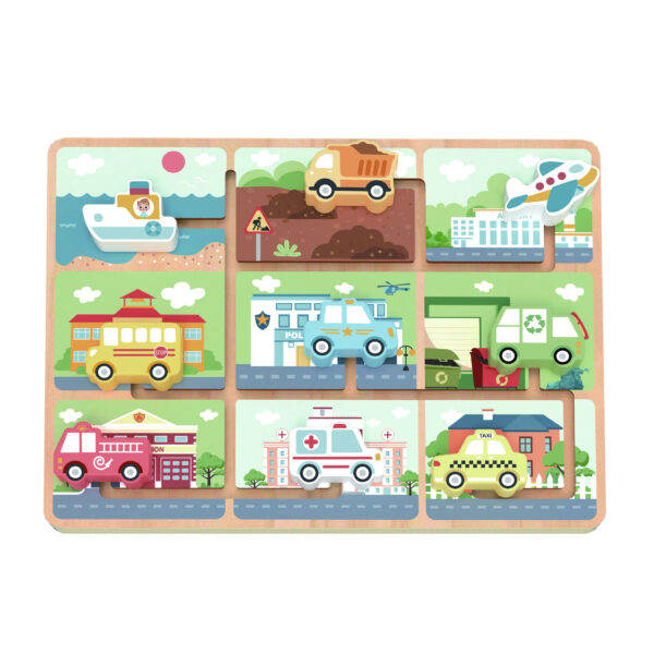 TOOKY TOY Labirynt Drewniany Pojazdy Układanka - 001