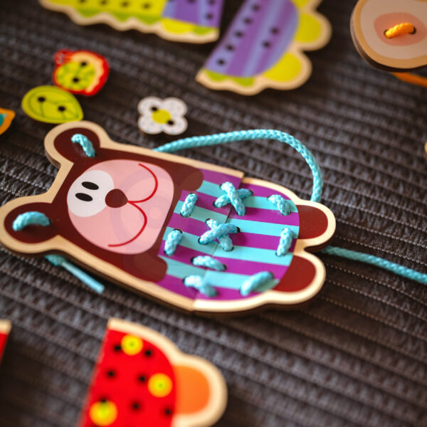 WOOPIE GREEN Drewniana Sznurowanka 5w1 Zwierzątka do Nawlekania - 007