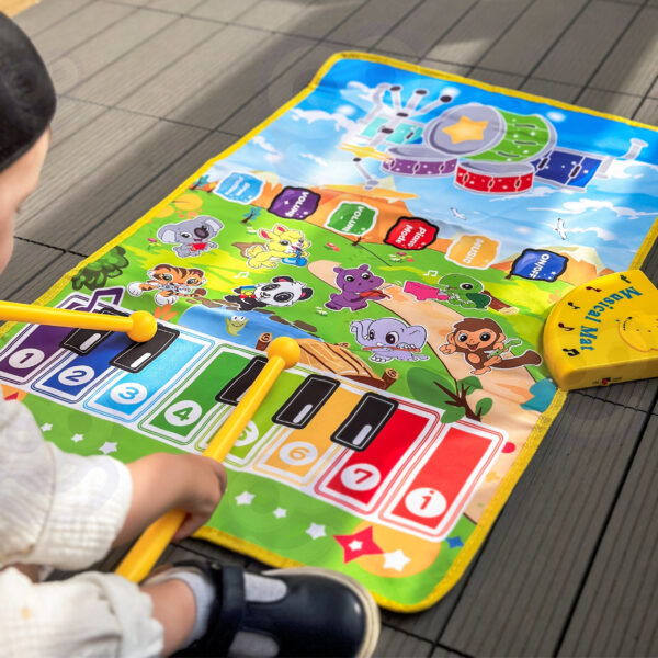 WOOPIE Mata Muzyczna Zwierzątka Interaktywne Pianino I Perkusja 2w1 - 002