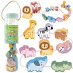 Drewniana przeplatanka Montessori nawlekanka zwierzęta ZOO - Woopie - 001