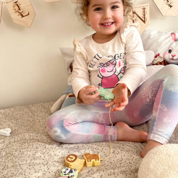 WOOPIE GREEN Drewniana Nawlekanka Klocki Przeplatanka ZOO Montessori 13 el. - 007