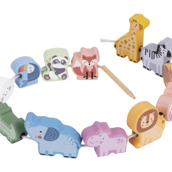 Drewniana przeplatanka Montessori nawlekanka zwierzęta ZOO - Woopie - 011