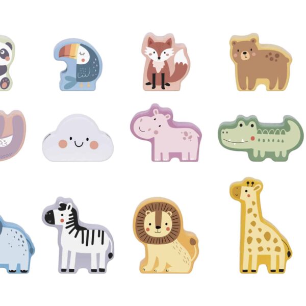 Drewniana przeplatanka Montessori nawlekanka zwierzęta ZOO - Woopie - 013