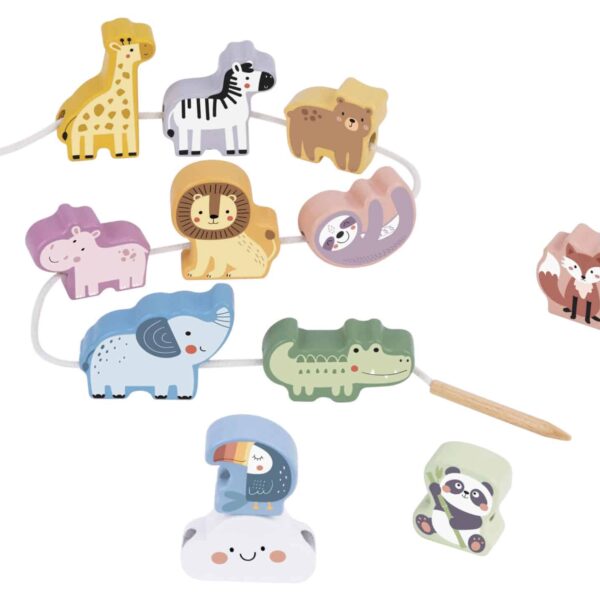 Drewniana przeplatanka Montessori nawlekanka zwierzęta ZOO - Woopie - 014