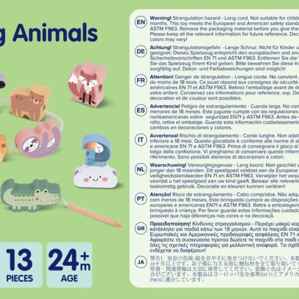 Drewniana przeplatanka Montessori nawlekanka zwierzęta ZOO - Woopie - 016