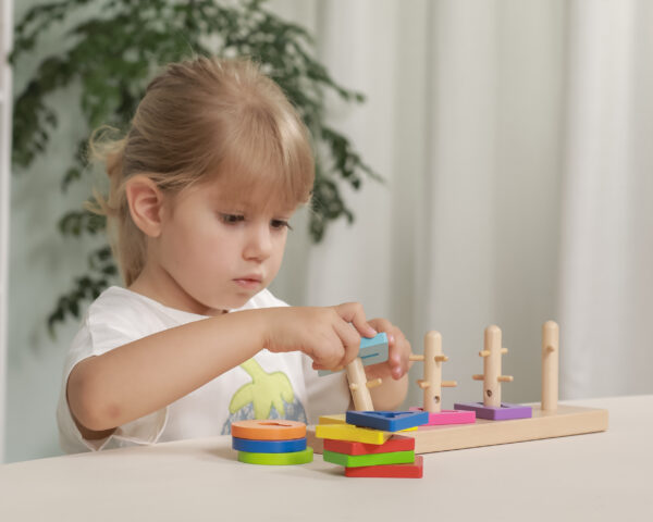 VIGA Drewniane klocki z sorterem kształtów Montessori - 003