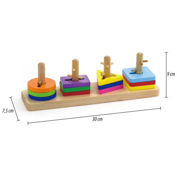 VIGA Drewniane klocki z sorterem kształtów Montessori - 012