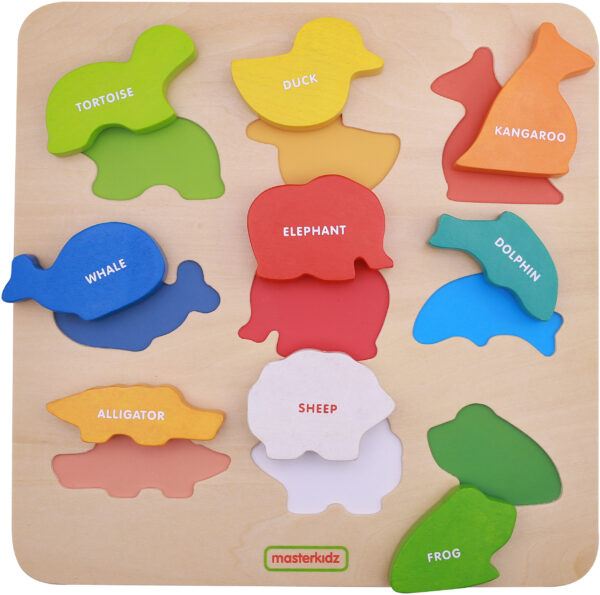 MASTERKIDZ Drewniany Sorter Kształtów Kolorowe Zwierzątka Montessori - 003