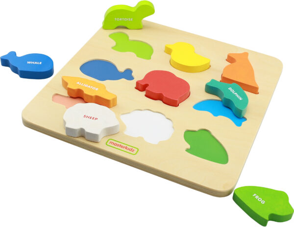 MASTERKIDZ Drewniany Sorter Kształtów Kolorowe Zwierzątka Montessori - 007