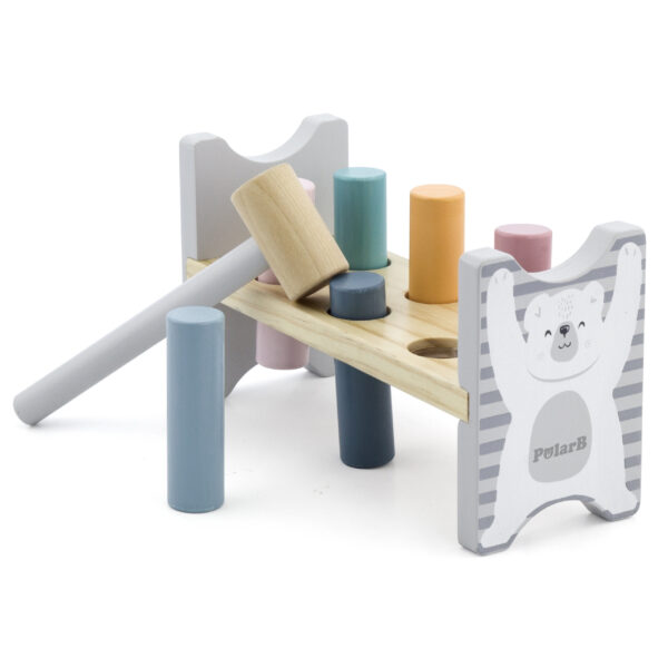 VIGA PolarB Drewniana Ławeczka Przebijanka Wbijanka z Młotkiem - Montessori - 001
