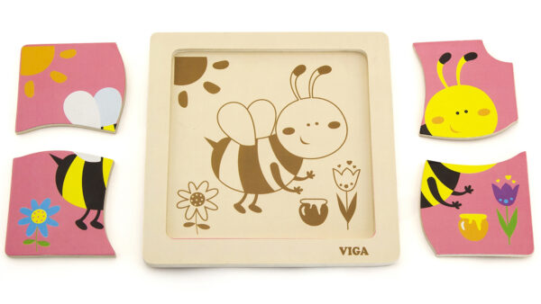 VIGA Poręczne Drewniane Puzzle Pszczoła - 003