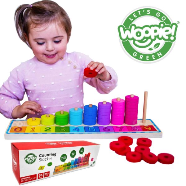 WOOPIE GREEN Układanka Nauka Liczenia i Kolorów Montessori 56 el. - 001
