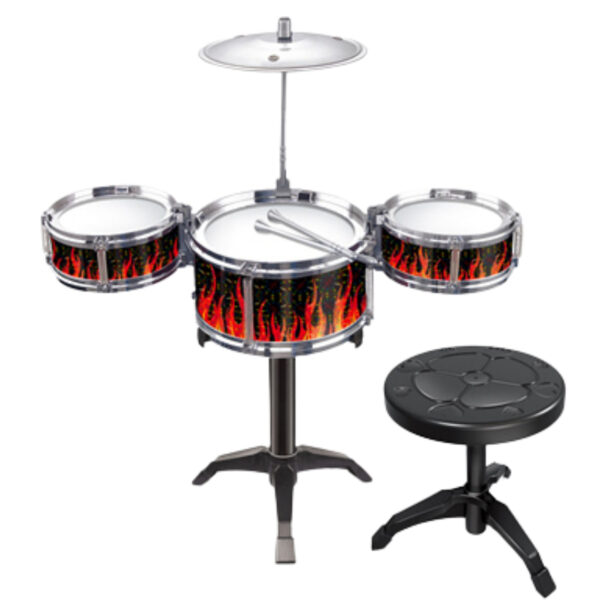 WOOPIE Perkusja Edukacyjna dla Dzieci 3 Bębny 1 Talerz + Taboret - 002