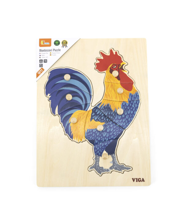 VIGA Drewniane Puzzle Montessori Kogut z Pinezkami - 007