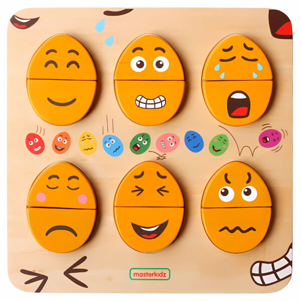 MASTERKIDZ Tablica do Nauki Emocji Drewniane Jajka jaki Humor? Montessori - 007