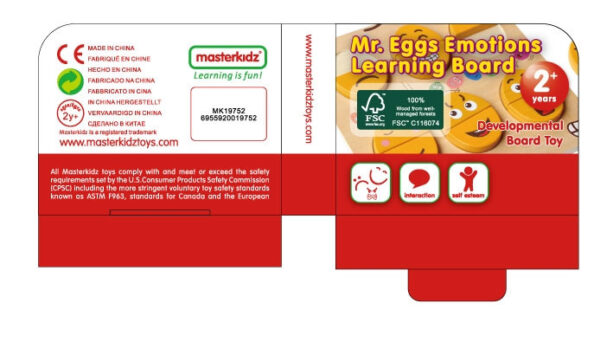 MASTERKIDZ Tablica do Nauki Emocji Drewniane Jajka jaki Humor? Montessori - 008