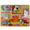 TOOKY TOY Drewniane Puzzle Montessori Zwierzątka Dom Dopasuj Kształty - 001