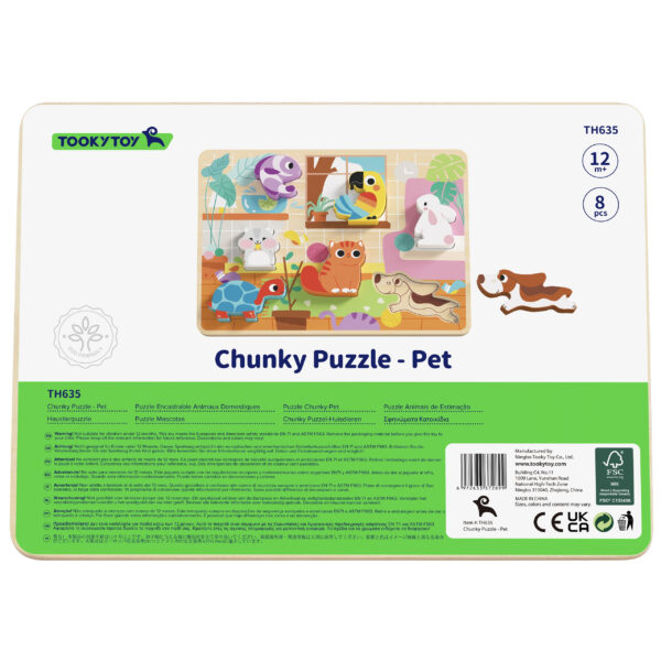 TOOKY TOY Drewniane Puzzle Montessori Zwierzątka Dom Dopasuj Kształty - 005
