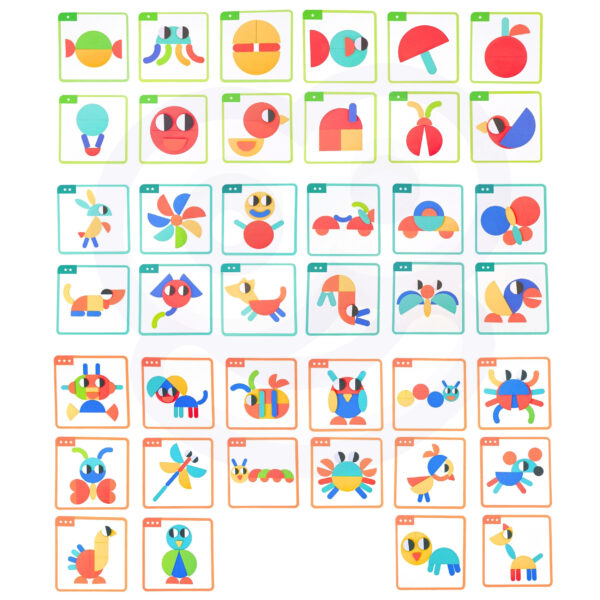 Drewniana układanka Montessori 40 wzorów 55 el. 3+ - WOOPIE GREEN - 012