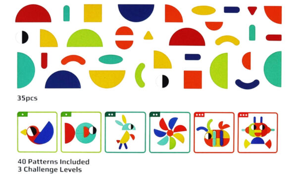 Drewniana układanka Montessori 40 wzorów 55 el. 3+ - WOOPIE GREEN - 015