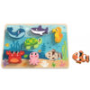 TOOKY TOY Drewniane Puzzle Montessori Świat Morza Rybki Żółwik Kształty - 004