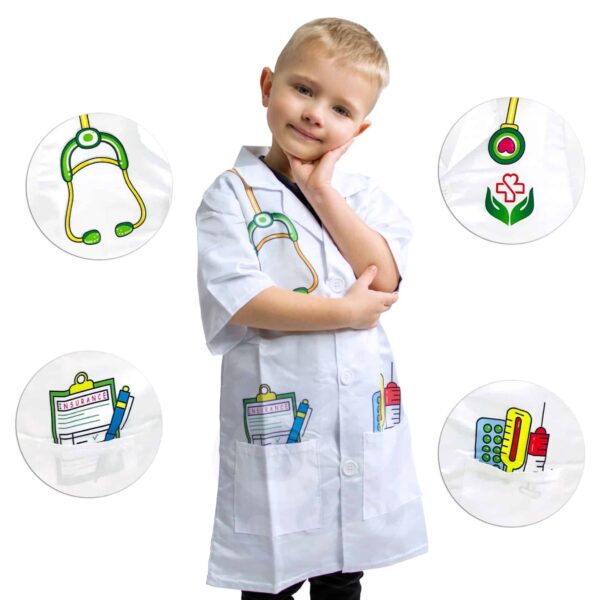 WOOPIE Strój Fartuch Lekarza Doktora Ubranko dla Dzieci do ok. 120 cm - 009