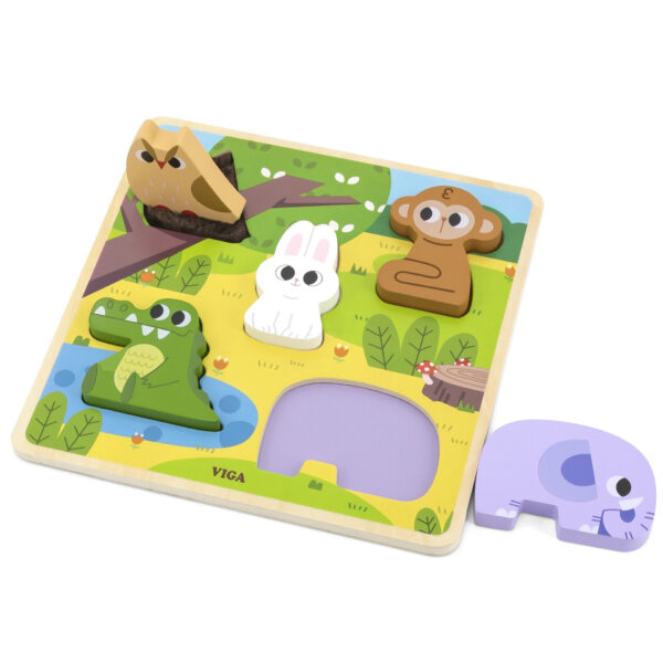 VIGA Drewniana Układanka Puzzle Zwierzątka Las do Dopasowania - 003