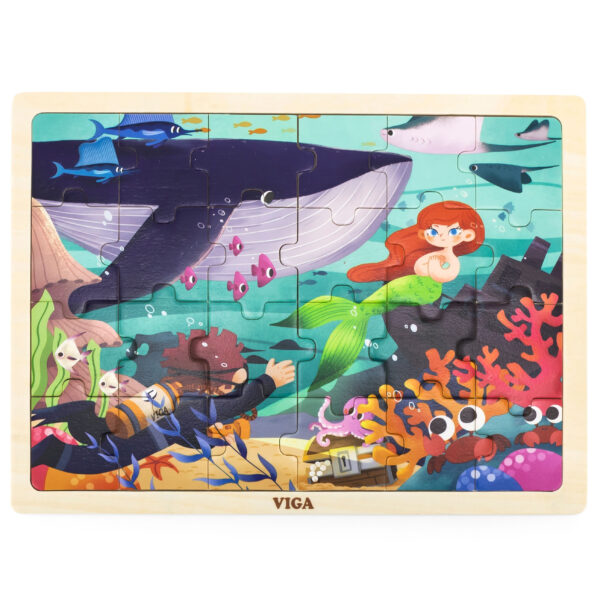 VIGA Drewniane Puzzle Układanka 24 el. Sekrety Morza - 006