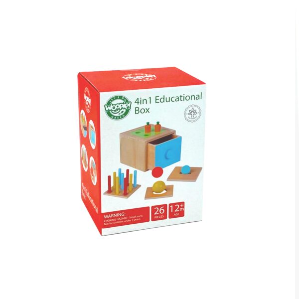 Zabawka edukacyjna 4 poziomy szuflada Montessori 26 el. 12m+ - WOOPIE GREEN - 013