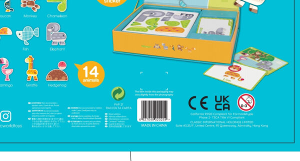 CLASSIC WORLD Układanka Magnetyczna Zwierzęta Tablica Klocki Puzzle Pamięć 60 el. - 009