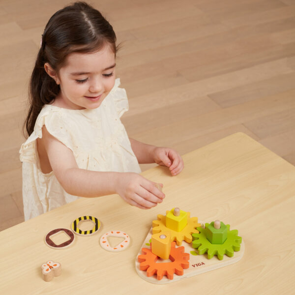 VIGA Drewniany Sorter Koła Zębate "Kształty i Mechanizmy" - 005