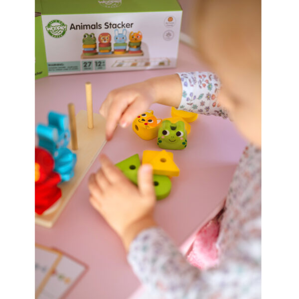 Układanka Montessori drewniana zwierzątka 27 el. FSC 12m+ - WOOPIE GREEN - 002