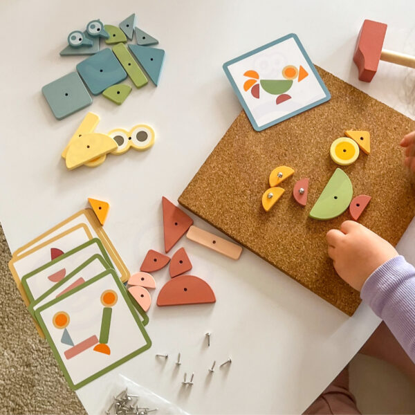 Przybijanka Montessori drewniana młotek 20 wzorów 82 el. 4+ - WOOPIE GREEN - 003