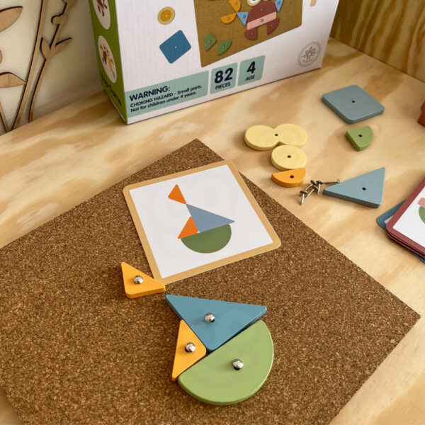 Przybijanka Montessori drewniana młotek 20 wzorów 82 el. 4+ - WOOPIE GREEN - 004