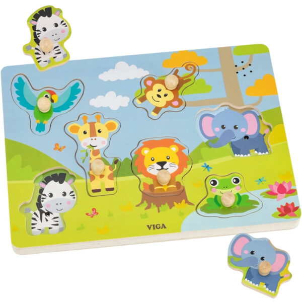 VIGA Puzzle Dźwiękowe Dopasuj Zwierzęta Egzotyczne - 001