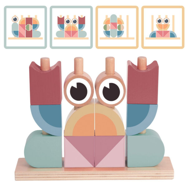 TOOKY TOY Krab Układanka Drewniana Stosy Klocki Bloki Pastelowy - 001