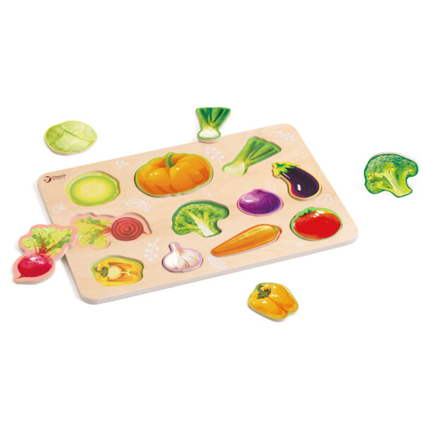 CLASSIC WORLD Drewniana Układanka Montessori Warzyw - 001