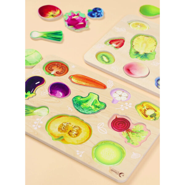 CLASSIC WORLD Drewniana Układanka Montessori Warzyw - 004